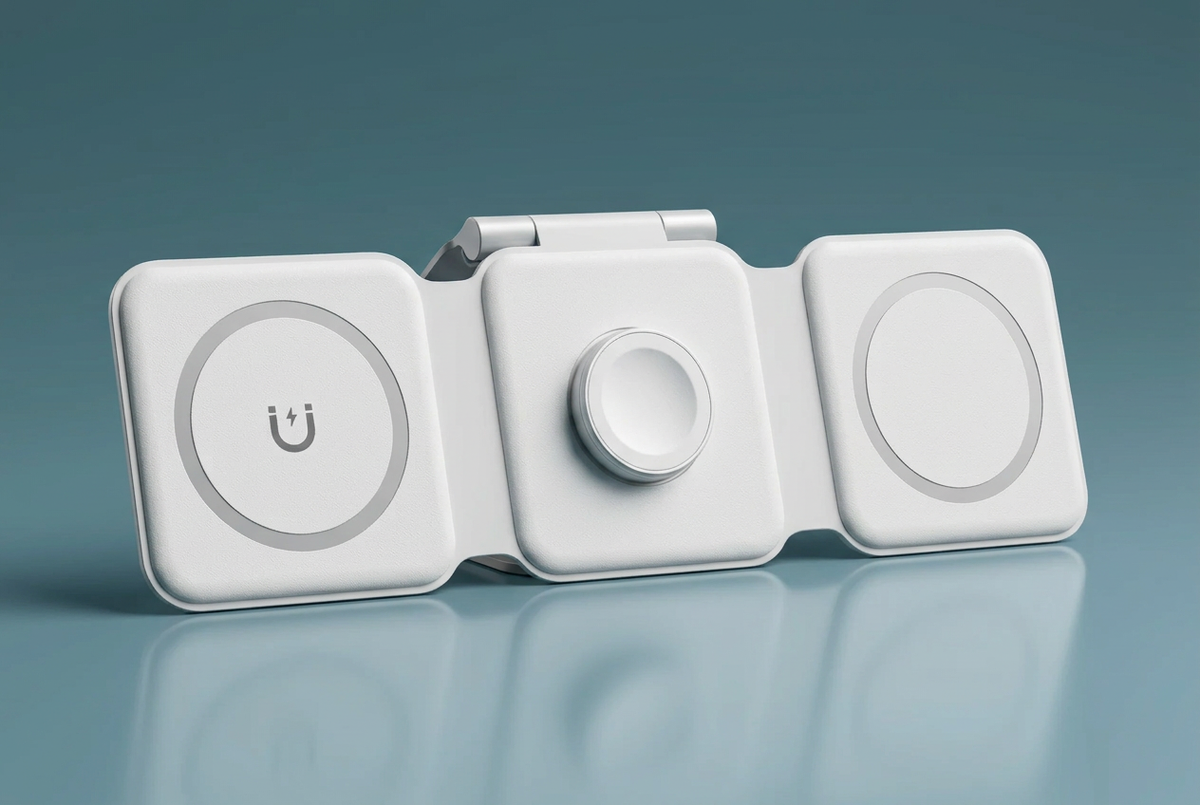 3-in-1 charger with blue-gray background