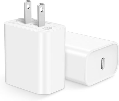 2 Pack USB C Charger Block,Super Fast Charging Type C Wall Phone Charger Compatible with Iphone 17/16/15/14/13 and Compatible with Samsung S25/S24/S23