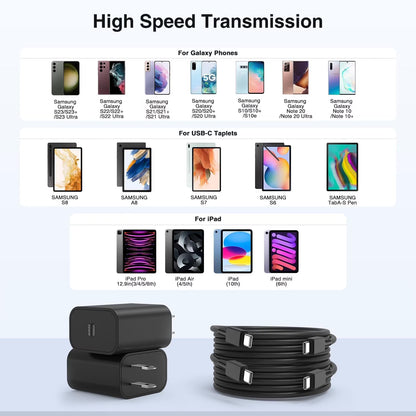 Super Fast Charger Type C, 2Pack 45W USB C Fast Charging Block Wall Charger with 2*10FT Android Phone Charger Cable Compatible with Samsung Galaxy S26/S26 Ultra/S25/S24/S23 Ultra/S23+/S22/S21/S20