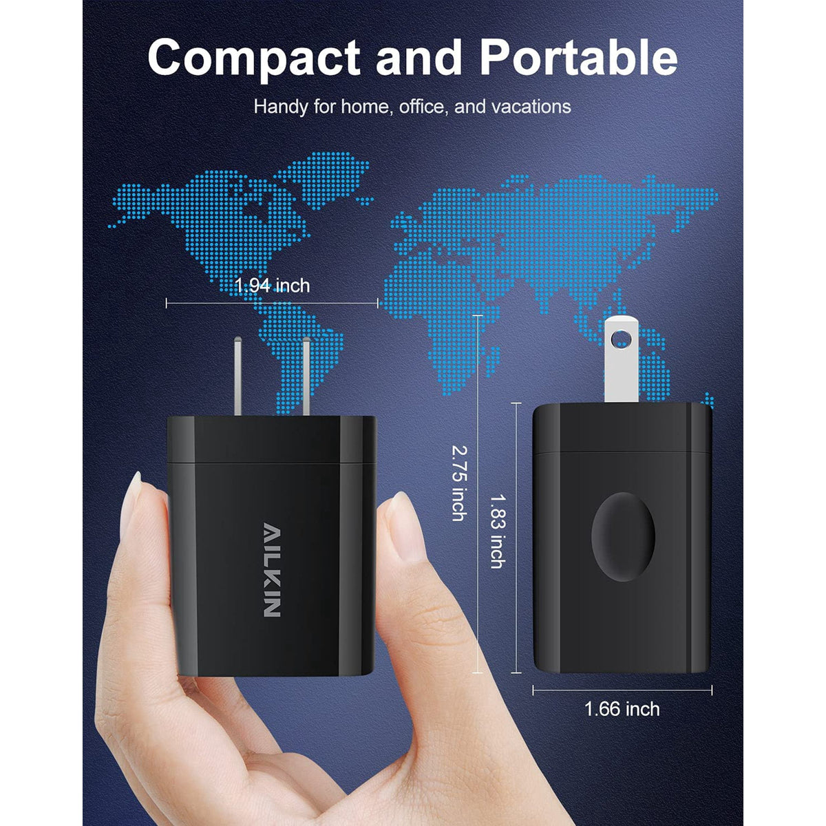 USB C Wall Charger Block,20W PD C Type Wall Chargers for Iphone Charger Fast Charging Block Charger Plug Power Adapter USB C Brick Cube Box,Black