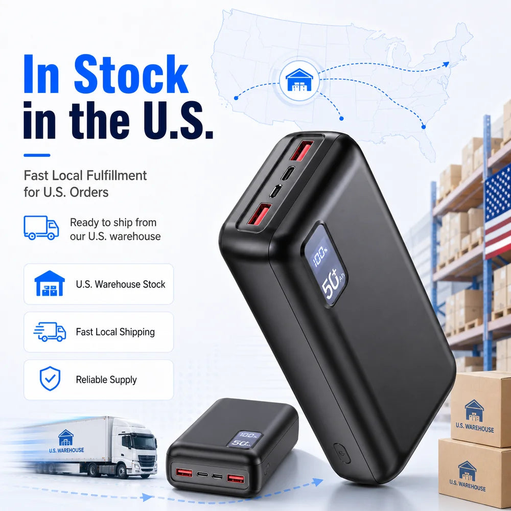 US Stock Free Shipping 50000mAh Power Bank High Capacity PD 22.5W Fast Charging Portable Power Bank for Emergency Backup