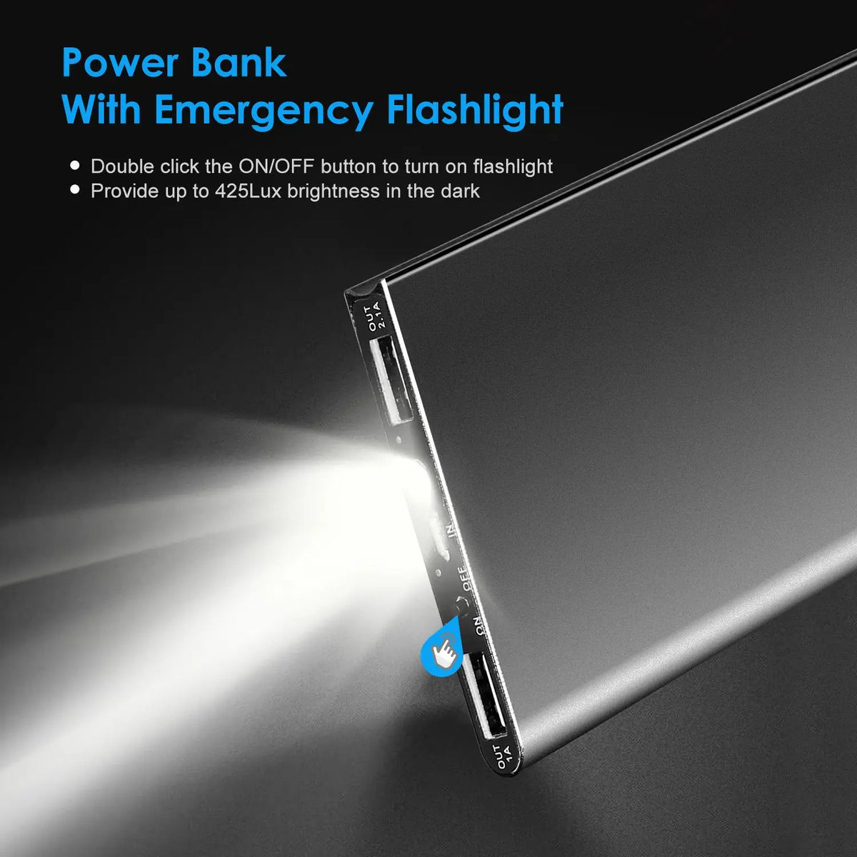 20000mAh Dual USB Ports Ultra-thin Power Bank External Battery Pack Phone Charger