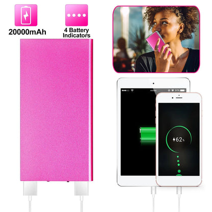 20000mAh Dual USB Ports Ultra-thin Power Bank External Battery Pack Phone Charger