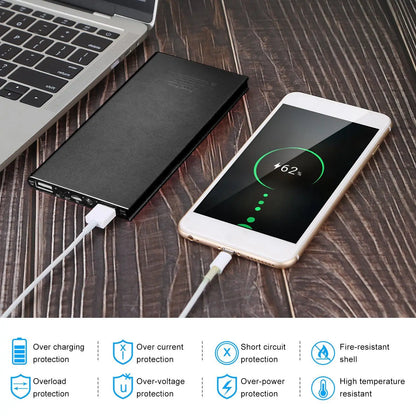 20000mAh Dual USB Ports Ultra-thin Power Bank External Battery Pack Phone Charger