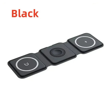 3 in1 Magnetic Foldable Wireless Charger Fast Charging Station Multi-Device Charging Dock for Smart Phones Earbuds Watch Charger