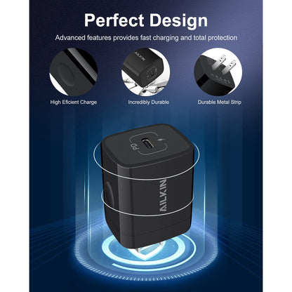 USB C Wall Charger Block,20W PD C Type Wall Chargers for Iphone Charger Fast Charging Block Charger Plug Power Adapter USB C Brick Cube Box,Black